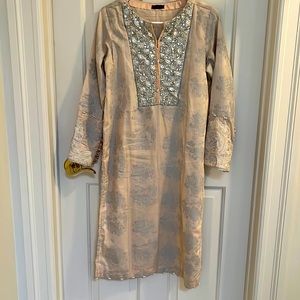 Beautiful sapphire shirt. Size small. Gota and beads work.Silver and naive color